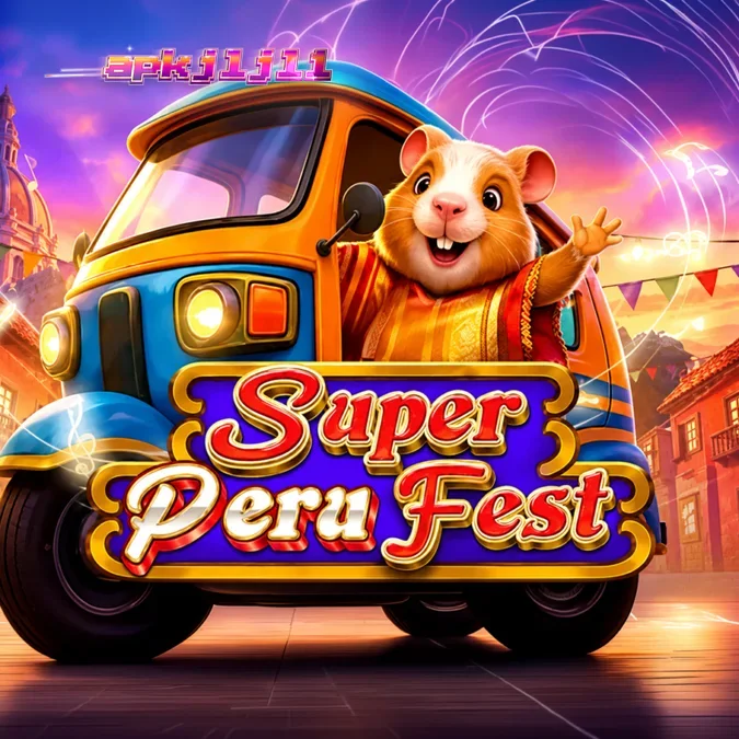 Tampilan visual slot Super Peru Fest dengan tema festival jalanan yang meriah